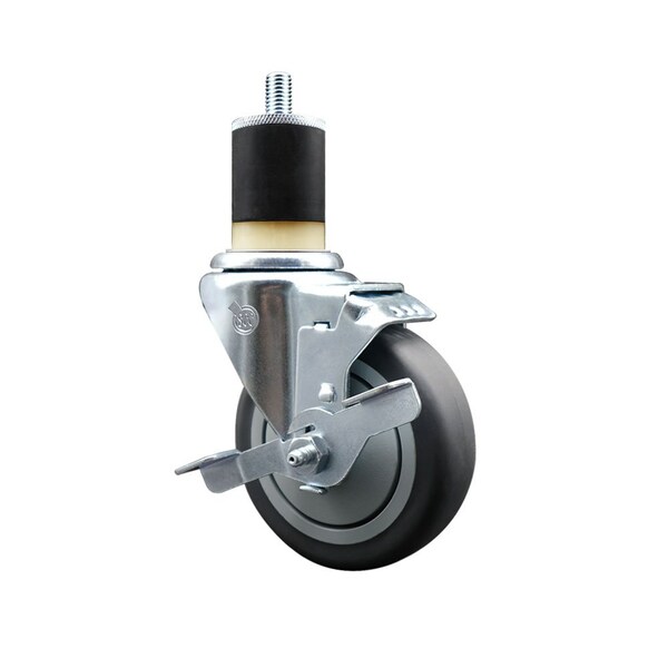 4'' Thermoplastic Rubber Swivel 1-7/8'' Expanding Stem Caster with Brake